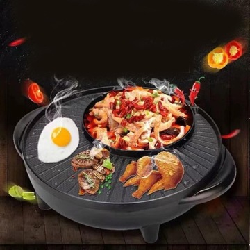 Grill elektryczny z przenośnym gorącym garnkiem do grilla z makaronem Shabu Shabu 34 cm