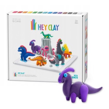 Пластиковый пластилин Набор для лепки Динозавры MEGA DINOS HEY CLAY + аппликация