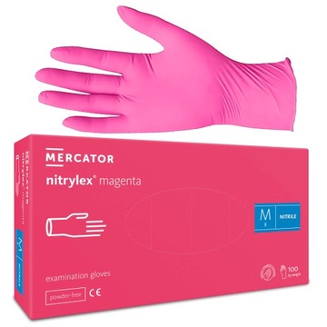 Rękawiczki Rękawice Nitrylowe Różowe MAGENTA Mercator Nitrylex 100 sztuk M