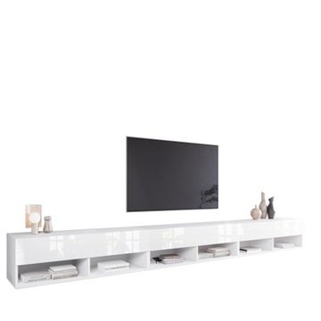 Biała szafka RTV 300 cm front połysk AROMA