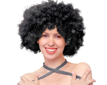 Peruka imprezowa włosy afro czarne Karnawał fotobudka bal przebranie
