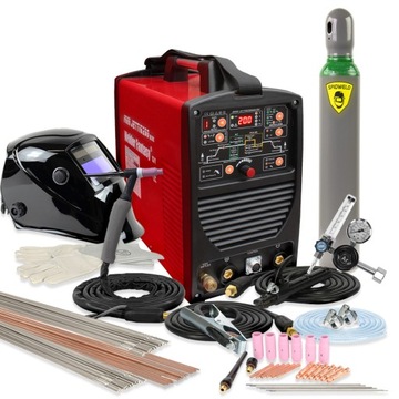 Spawarka inwertorowa TIG MMA AC/DC PULS 200A HF 230V WELDER Zestaw