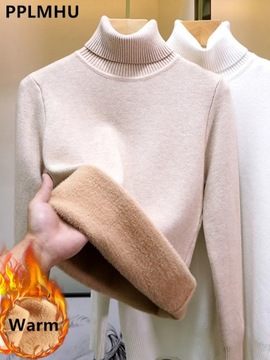 Turtleneck Winter Sweater Women Elegant Thicken Ve