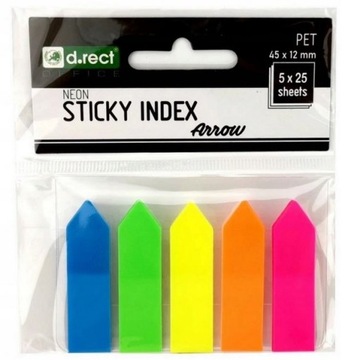 Zakładki indeks. OP 45x12mm 5x25szt strzałka mix