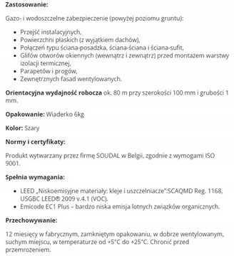 ELASTYCZNA MEMBRANA USZCZELNIAJĄCA DO OKIEN SOUDAL SOUDATIGHT HYBRID SZARA