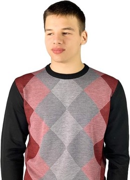 Y2905 Pierre Cardin Crew Argyle Knitted Jumper SWETER MĘSKI 4xL