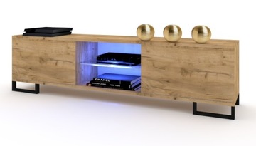 GLORIA Szafka RTV 180 TV Dąb Craft Czarne Nogi LED