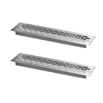 2 x ALUMINIOWA MEBLOWA KRATKA WENTYLACYJNA DO MEBLI METALOWA 60x245 - INOX
