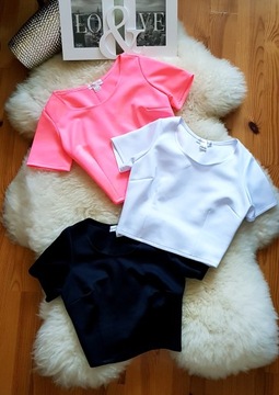 Женский укороченный топ БЕЛЫЙ Укороченный топ БЛУЗКА с короткими рукавами S/M