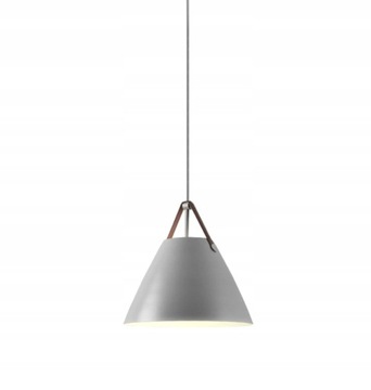 Lampa sufitowa wisząca BUFFO szara aluminium skóra