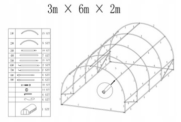 DUŻY TUNEL OGRODOWY FOLIOWY FOLIA SZKLARNIA NA WARZYWA NAMIOT 3x6m 18m2