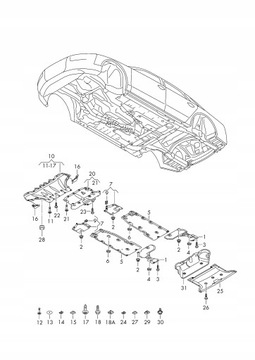 4H0825205B DESKA KRYT PODVOZKU LEVÝ AUDI A8 D4