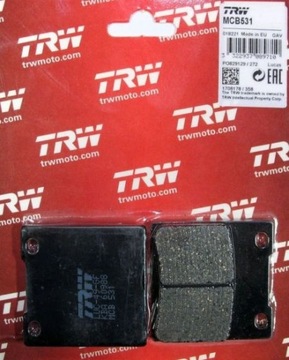 ТОРМОЗНЫЕ КОЛОДКИ. МОТО. (ОРГАНИЧЕСКИЙ) KAWASAKI ZZR TRW MCB531