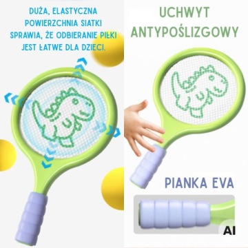 WOOPIE Ракетки для Бадмінтону Тенісу з М'ячем Поролоновою і Воланом Динозавр
