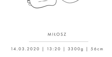 Plakat Prezent Metryczka Noworodka 1:1 Biały 50x70
