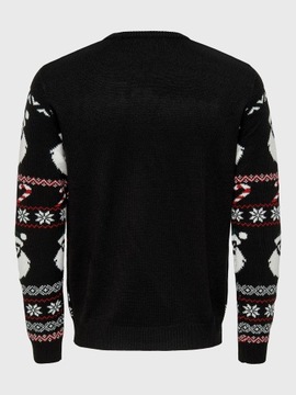 Only & Sons Sweter Xmas Santa 22023994 Czarny Regular Fit