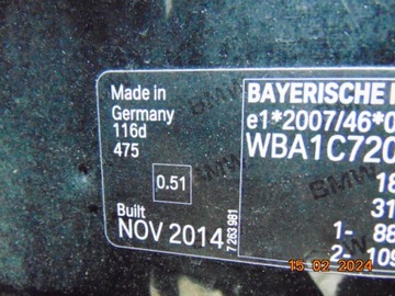 BMW 1 F20 F21 VÍKO KUFRU KRYT KUFRU ZADNÍ W BARVA BLACK SAPHIRE 475