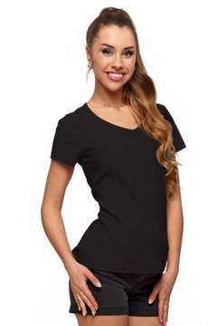 KOSZULKA DAMSKA T-SHIRT PRĄŻKOWANY MORAJ CZARNY S