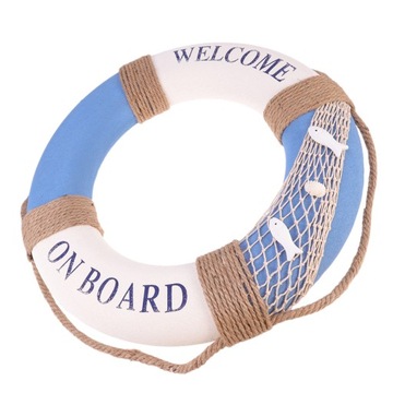 DEKORACJA DRZWIOWA ŚRÓDZIEMNOMORSKA Z NIEBIESKĄ RYBKĄ - 50CM