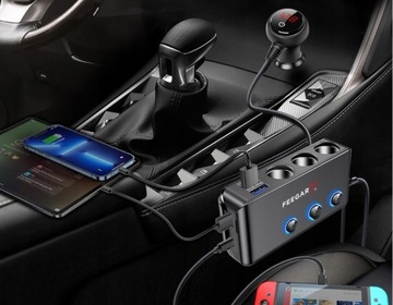 Дистрибьютор автомобилей Feegar 12-24V 200 Вт USB 10A подарок