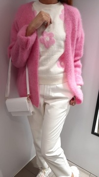 YARN Sweter Kardigan Premium MOHER Krótki Różowy NEW