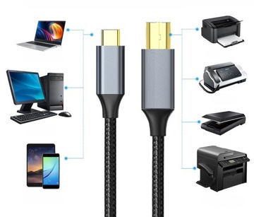 КАБЕЛЬ USB 2.0 USB-B НА USB-C ДЛЯ ПРИНТЕРА OPLOT QGeeM 2 метра