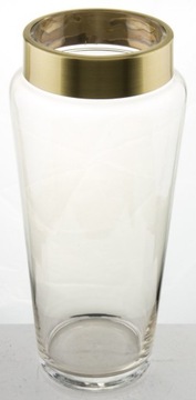 Элегантная стеклянная ваза, прозрачная, золото, 30 см.