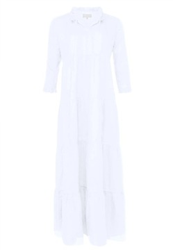 Śliczna Sukienka lniana maxi biała rozmiar 36
