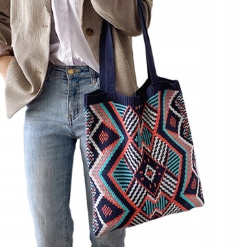 L346 TORBA Worek MIEJSKA Pojemn Shopper AZTEC BOHO