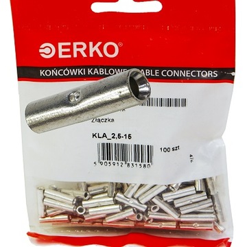100x złączka mufa kablowa tulejka łącząca 2,5mm CU KLA 2,5-15 ERKO