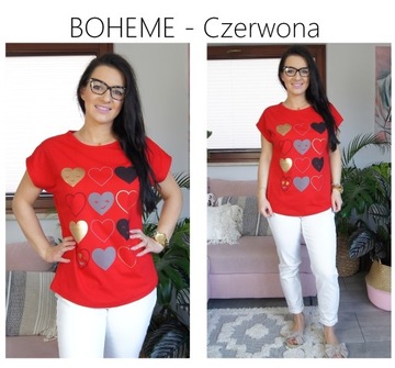 BLUZKA koszulka KOBIECY TSHIRT top MODNE WZORY, M