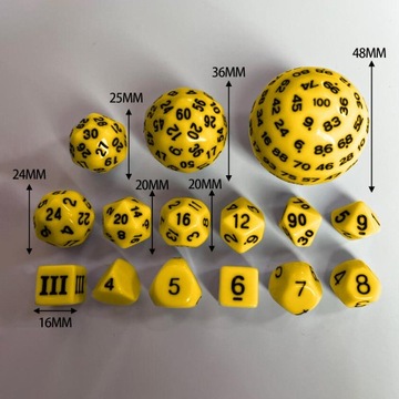 15x kostki wielościenne upominki na przyjęcie zabawki kostki akrylowe żółte