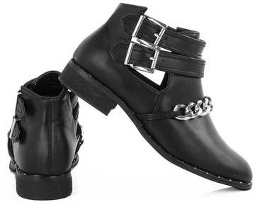 БОТИНКИ ЖЕНСКИЕ С ВЫРЕЗАМИ, ЦЕПОЧКА 40