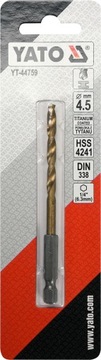WIERTŁO DO METALU HSS-TiN 4,5MM HEX