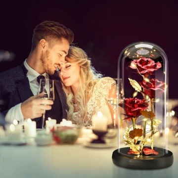 ВЕЧНАЯ РОЗА В СТЕКЛЕ СВЕТЯЩАЯСЯ СВЕТОДИОДНАЯ ИДЕЯ ПОДАРКА ЦВЕТА НА ДЕНЬ СВЯТОГО ВАЛЕНТИНА