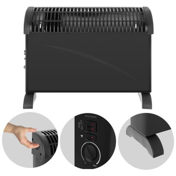 GRZEJNIK ELEKTRYCZNY KONWEKTOROWY TERMOSTAT 3 TRYBY 750W 1250W 2000W NAWIEW