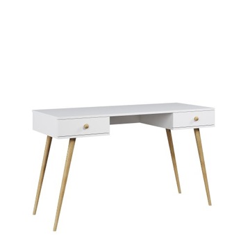 Письменный стол БОХО 135x54 см, натуральный розовый - 2 ящика - ножки деревянные