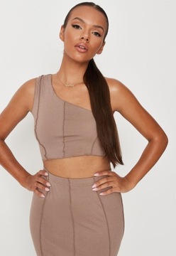 K004E18 Missguided KOMPLET SPÓDNICA TOP BRĄZOWY 40