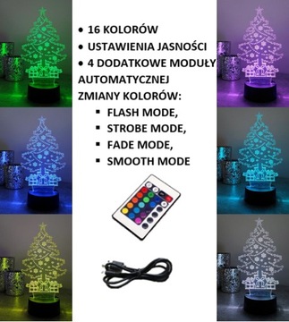 УКРАШЕНИЕ РОЖДЕСТВЕНСКОЙ ЕЛКИ 3D LED RGB ЦВЕТА ПУЛЬТ ДУ