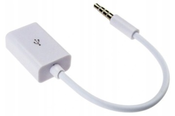 ADAPTER KABEL AUX MINI JACK 3.5MM USB IPHONE IPOD PRZEJŚCIÓWKA BIAŁA TRAVEL