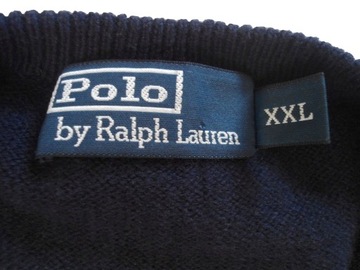 RALPH LAUREN granatowy wełniany sweter XXL