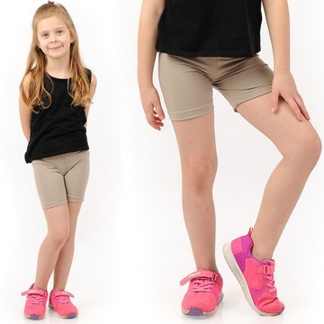 Krótkie spodenki Legginsy 1/2 Kolarki Dziecięce Getry Szorty BEŻOWE 146