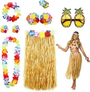 ZESTAW KOSTIUM HAWAJE BIKINI SPÓDNICA KWIATKI BOHO