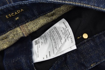 ESCADA spodnie damskie jeansy granat złota nitka38
