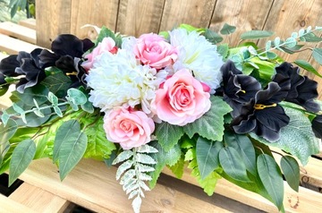 УНИКАЛЬНЫЙ НАБОР искусственных цветов Букет + Оформление букета на могильный памятник