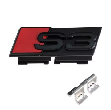 EMBLEMAT grill przód S3 znaczek logo AUDI czarny 7x2,2cm PREMIUM