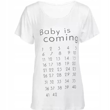T-shirt ciążowy koszulka do zdjęć kalendarz biały