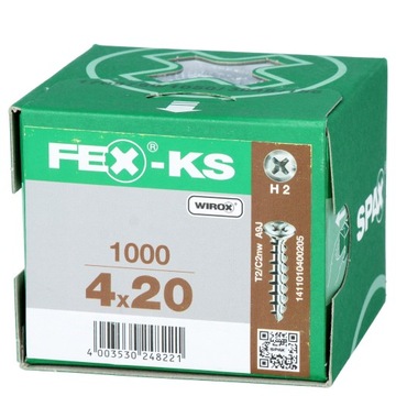 Wkręt do okuć SPAX 4x20 1000szt FEX-KS okna PCV
