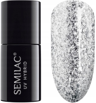 Lakier hybrydowy do paznokci srebrny #292 Semilac Silver Shimmer 7ml