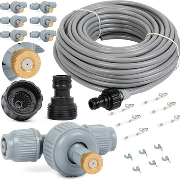 MOCNA KURTYNA WODNA OGRODOWA MGIEŁKA ZRASZACZ Z DYSZAMI 10m MOSIĄDZ ZESTAW